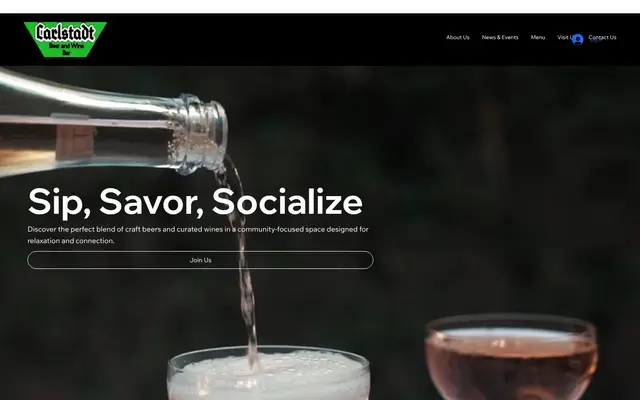 Carlstadt Beer & Wine Bar website concept homepage