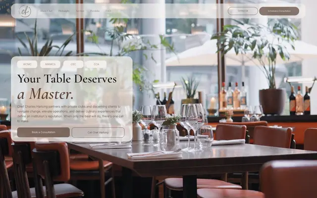 Chef Hartung website homepage
