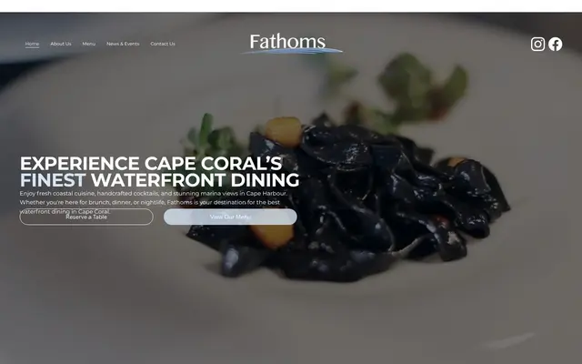 Fathoms Restaurant & Bar website concept homepage