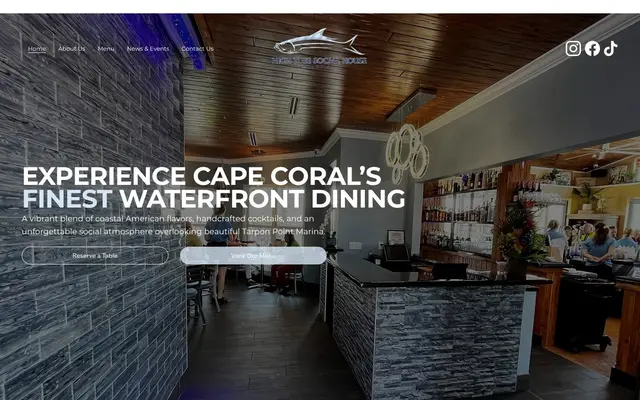 High Tide Social House website concept homepage