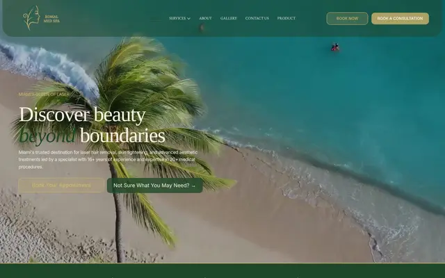 Komal Med Spa website homepage