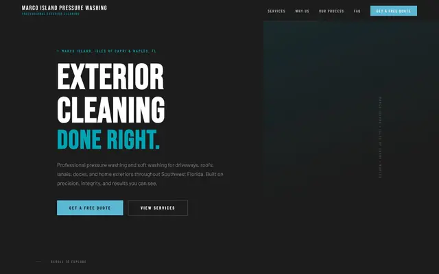Marco Island Pressure Washing website concept homepage
