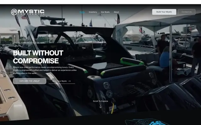 Mystic Powerboats website concept homepage