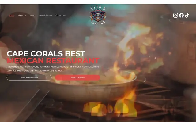 Tito's Cantina website concept homepage